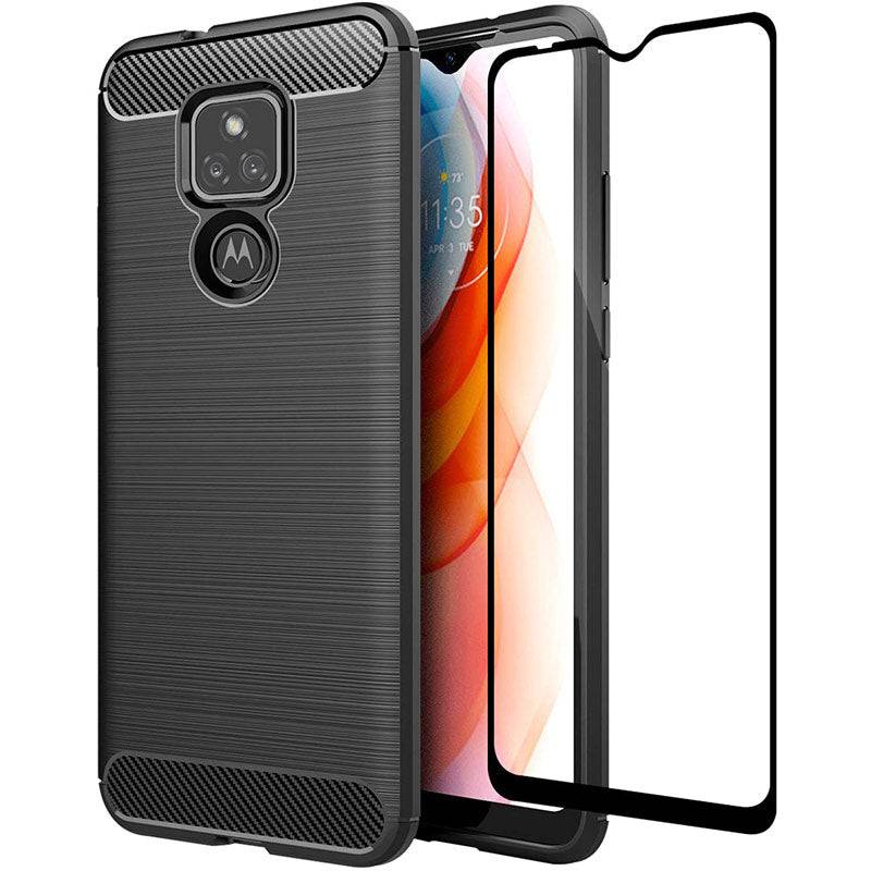 Luxury Carbon Fiber Case For Moto G Play 2021 With Screen Protector - Libiyi