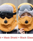 Bouclier jaune + masque / Lunettes noires