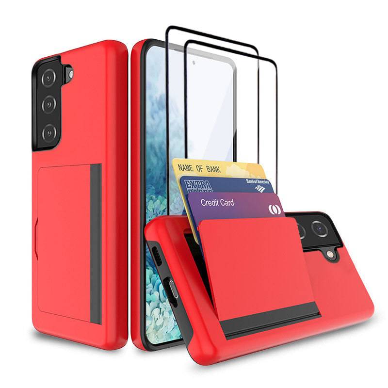 Armor Protective Card Holder Case for Samsung S21 Plus(5G) With 2-Pack Screen Protectors - Libiyi